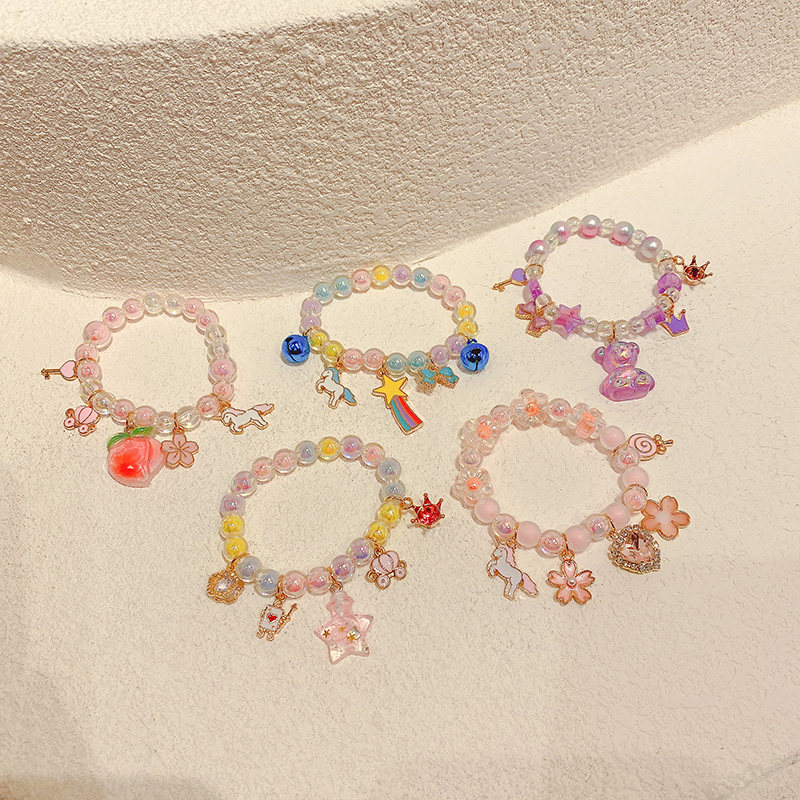 儿童珍珠手链新款可爱公主手串小孩子礼物手饰品小女孩配饰品手镯