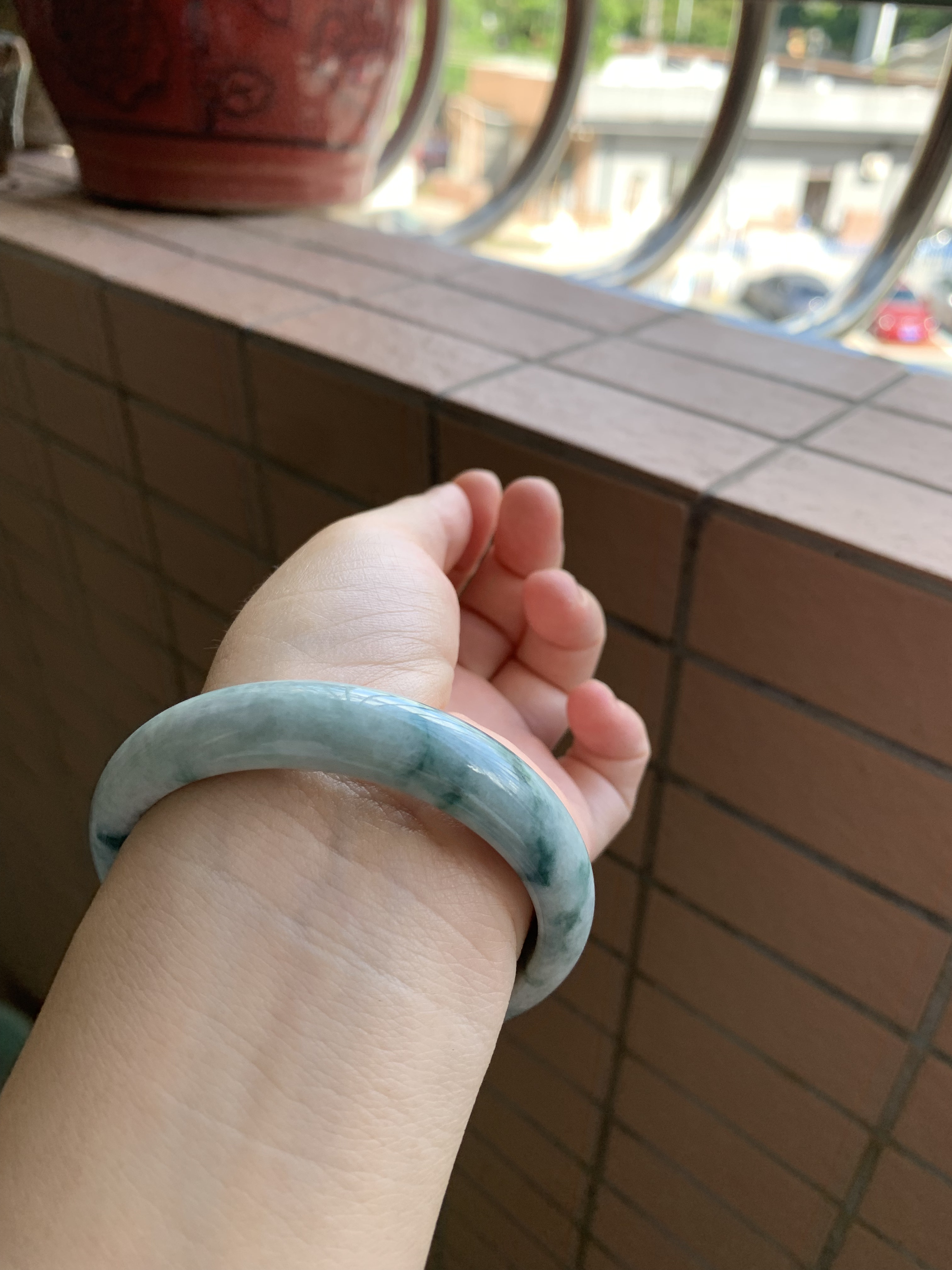 59-12.5-8缅甸纯天然A货翡翠飘花妈妈镯证书865保真