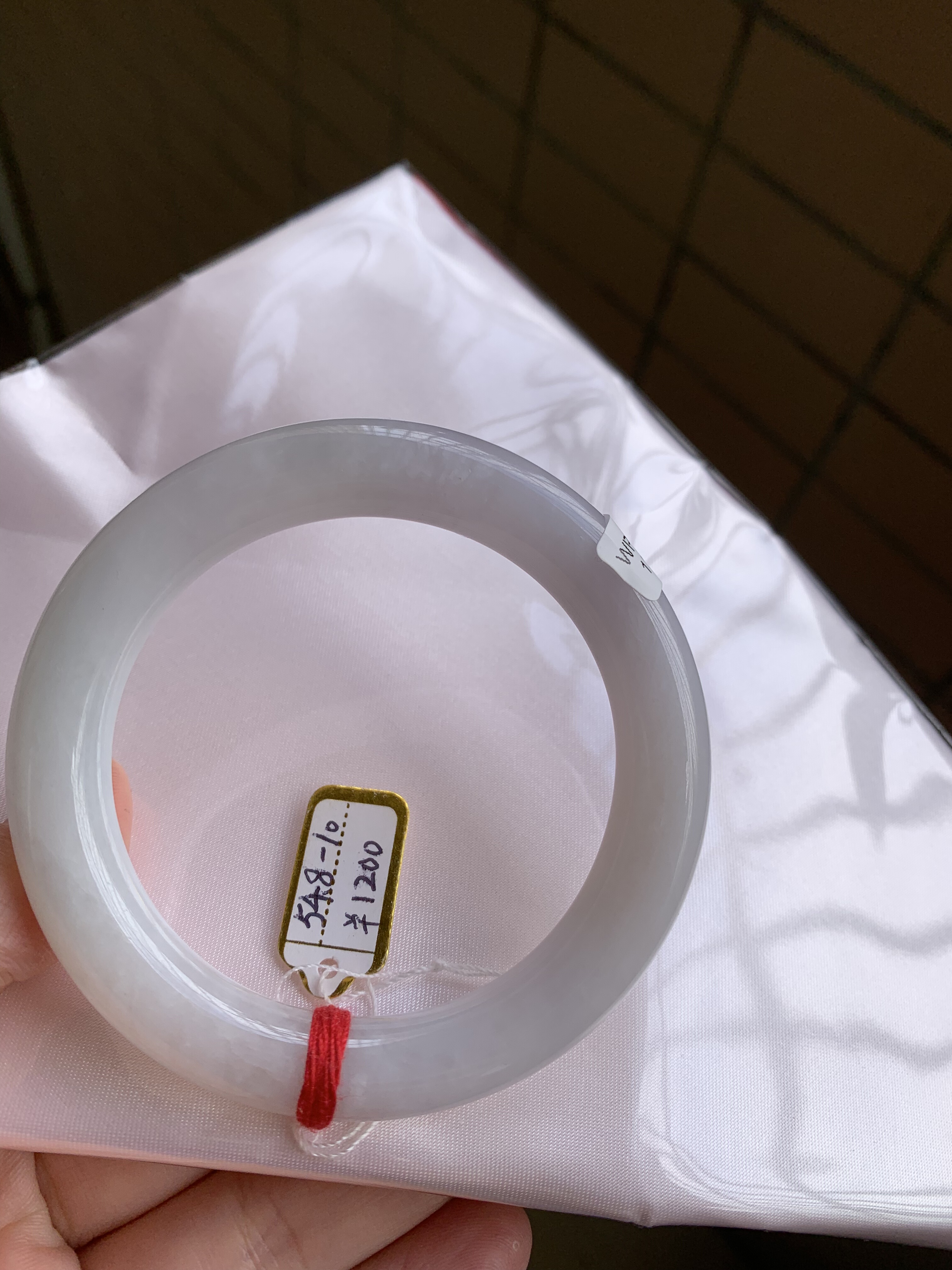 54.8-10缅甸纯天然A货翡翠淡淡春彩细腻圆条证书225保真