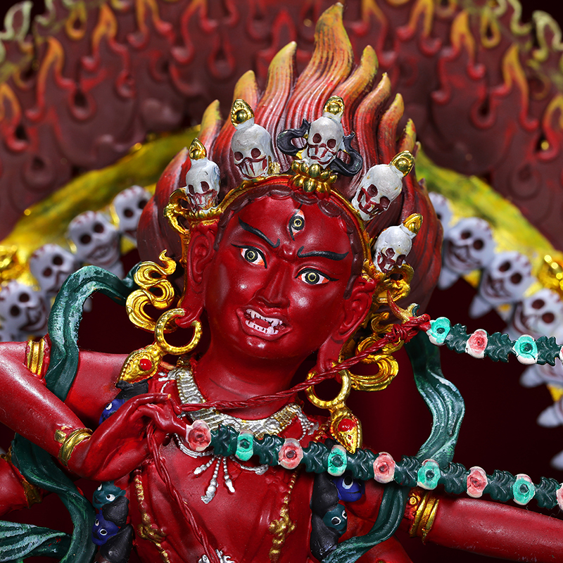 尼泊尔工艺作明佛母铜佛像藏式居家佛像摆件手工錾刻彩绘佛像摆件