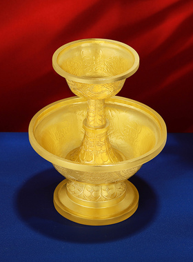 供护法杯S990纯银镀金供酒杯供茶杯手工八吉祥护法杯中小号7.7cm