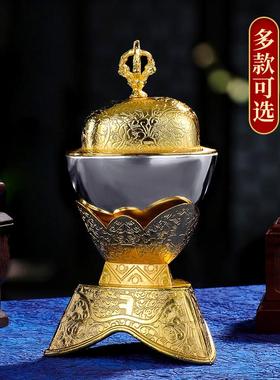 藏传民族供奉佛具托巴法器供具鎏金托巴碗佛前家用供水酒杯摆件