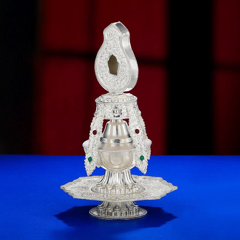 S990纯银长寿宝瓶摆件无量寿宝瓶藏式居家供具用品长寿宝瓶22cm