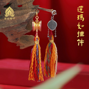 S925纯银达玛茹吊坠藏式文玩手串配饰民族风万能扣手鼓吊坠挂件