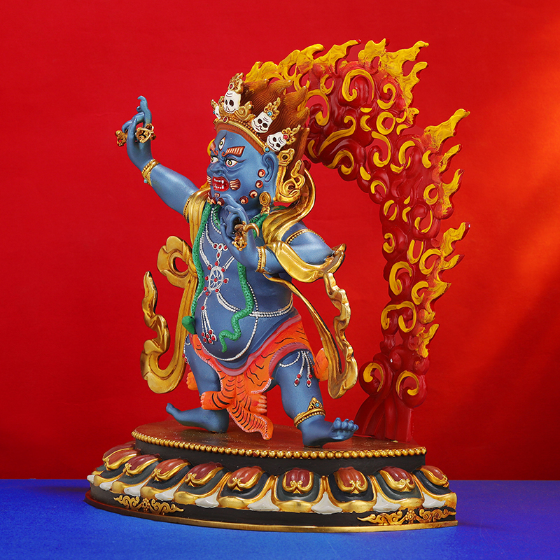 铜佛像摆件尼泊尔工艺藏传金刚手菩萨彩绘背光手工錾刻7寸