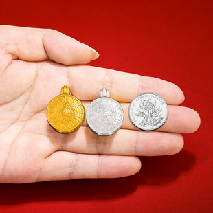 小嘎乌盒s925纯银镀金小九宫八卦圆嘎乌盒子吊坠可打开男女情侣款