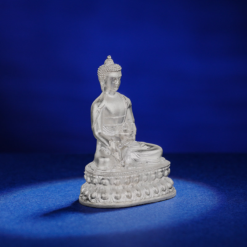 药师佛S999足银琉璃光如来家居摆件纯银随身小佛像3.1cm