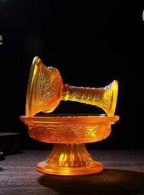西藏式八吉祥供水杯 琉璃护法杯供佛杯 密宗民族品圣水杯佛前用品