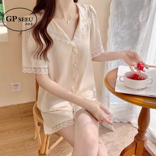 真丝睡衣女两件套可外穿家居服
