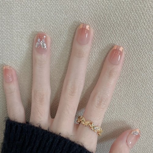 纯手工裸色渐变冰透穿戴甲