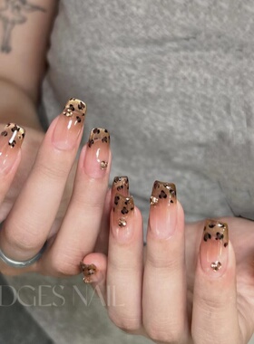曼辞纯手工穿戴美甲豹纹猫眼