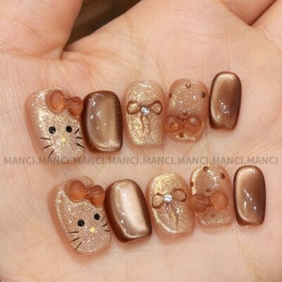 曼辞纯手工穿戴甲短款甲片