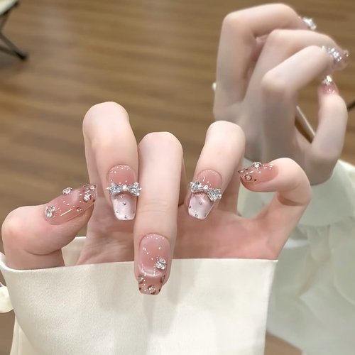 纯手工穿戴美甲蝴蝶结假指甲