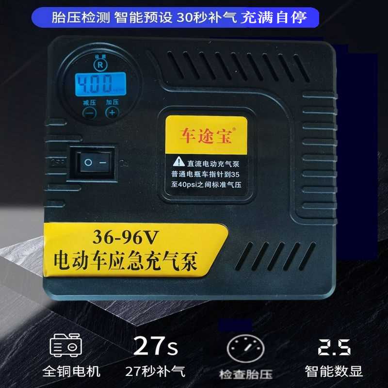 电瓶车电动充气泵便携式多功能车载打气筒真空胎48v60v72高压通用