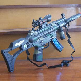 迷彩玩具冲锋枪儿童机关枪声光电动枪背带绳男孩女孩安全玩具大枪