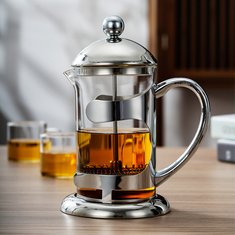 雅风雅士壶玻璃泡茶壶不锈钢耐热冲茶器法式滤压壶咖啡壶茶壶滤压