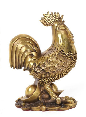 纯铜公鸡招财卧室客厅风水摆件