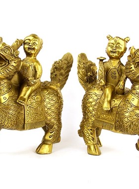 纯铜麒麟摆件送子摆设