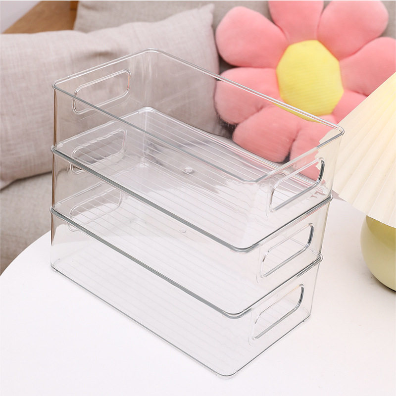 德国精工收纳筐桌面零食杂物整理储物盒橱柜塑料长方形透明亚克力