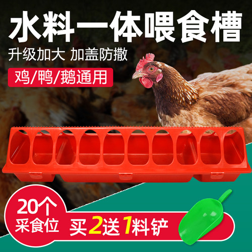 喂鸡食槽水槽一体长方形喂鸡神器
