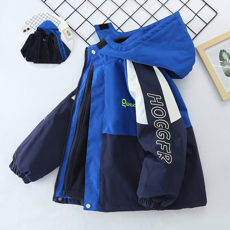 2022新款男童秋冬防水拼接外套加棉加厚儿童冲锋衣三合一可拆卸秋,童装/婴儿装/亲子装,儿童冲锋衣,淘宝优惠券,粉丝福利购,淘宝优惠卷