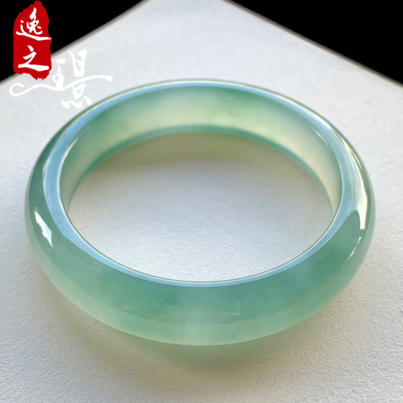 逸之璟缅甸老坑天然a货翡翠冰种水润正圈平安镯子翡翠手镯57圈口