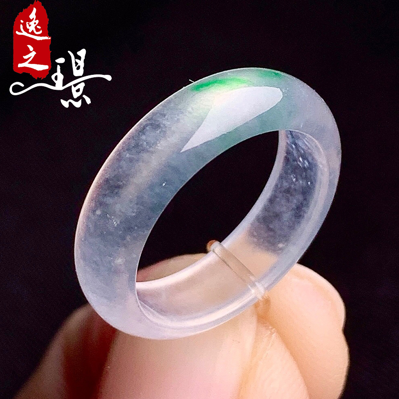 缅甸老坑玉石雕刻玻璃种指环