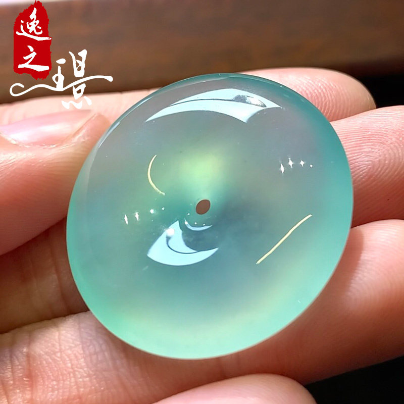 逸之璟缅甸老坑天然a货翡翠玉石雕刻冰种晴底平安扣翡翠吊坠女士