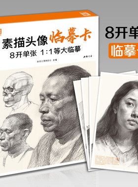 美学大师 素描头像临摹卡 8开临摹范本人物绘画入门基础创意卡片结构五官解析对画照片教程 美院联考美术高考名师示范教材正版书籍