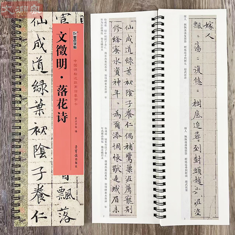 墨点字帖 文徵明落花诗 中国碑帖近距离临摹字卡 扫码看视频 1册原帖全文小楷原碑帖书法毛笔练字帖 荣宝斋出版社