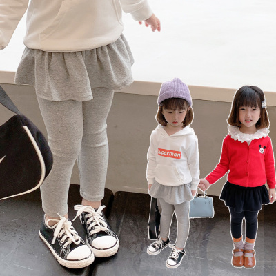 儿童打底裤外穿秋冬装女童假两件裙裤宝宝洋气裤子婴幼儿裤裙加绒