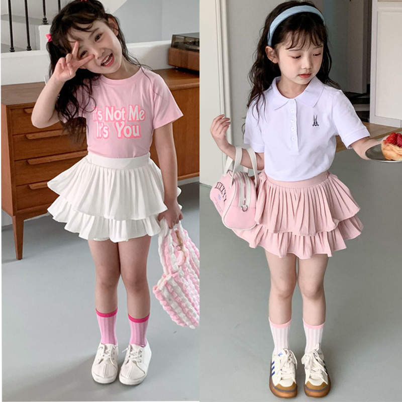 女童百褶裙白色儿童半身裙子蓬蓬蛋糕裙小童超短裙小女孩裙裤夏装