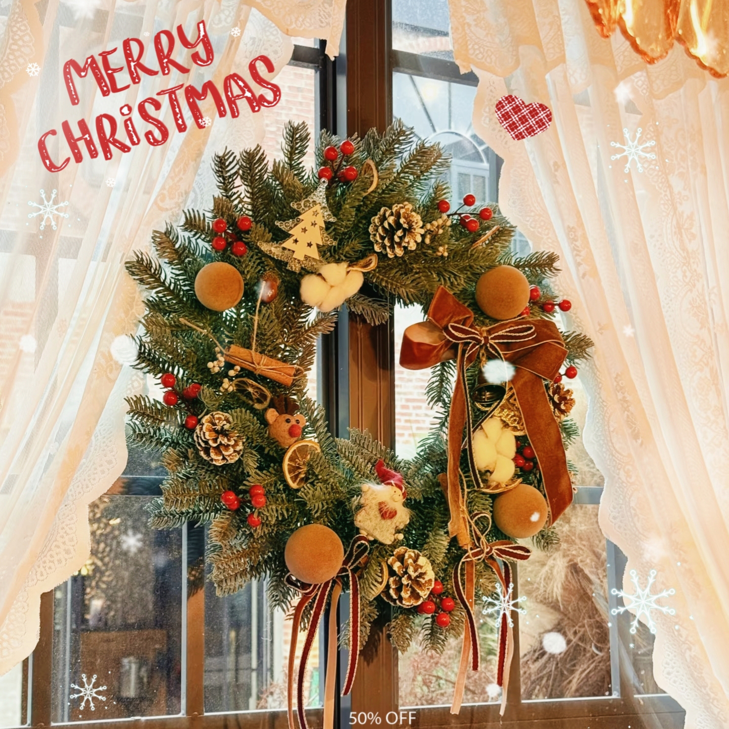 圣诞节花环挂件装饰场景布置