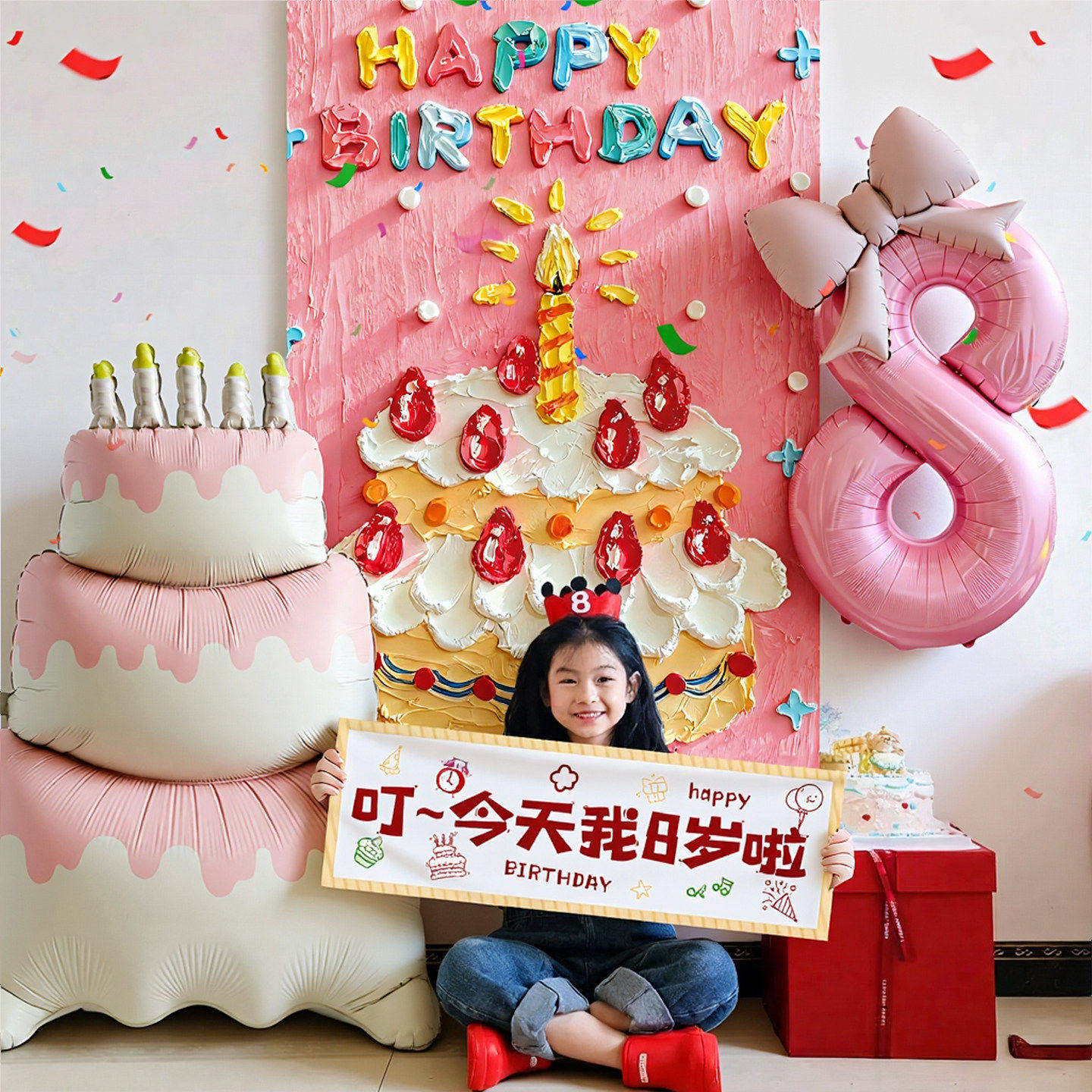 3周岁2儿童宝宝快乐派对场景装饰仪式感气球背景挂布生日布置女孩,节庆用品/礼品,装扮布置套餐,淘宝优惠券,粉丝福利购,淘宝优惠卷