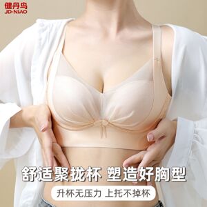 健丹鸟2026新款内衣女小胸聚拢无钢圈中厚杯收副乳蕾丝文胸罩上托