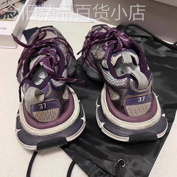 香港HAMAINI巴黎2025走秀款休闲厚底老爹鞋女复古做旧运动鞋