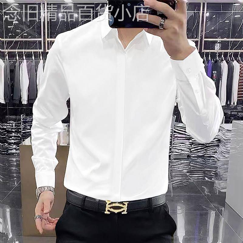 STIFER GENNE长袖衬衫男春秋款商务西服正装免熨烫男士休闲衬衫外