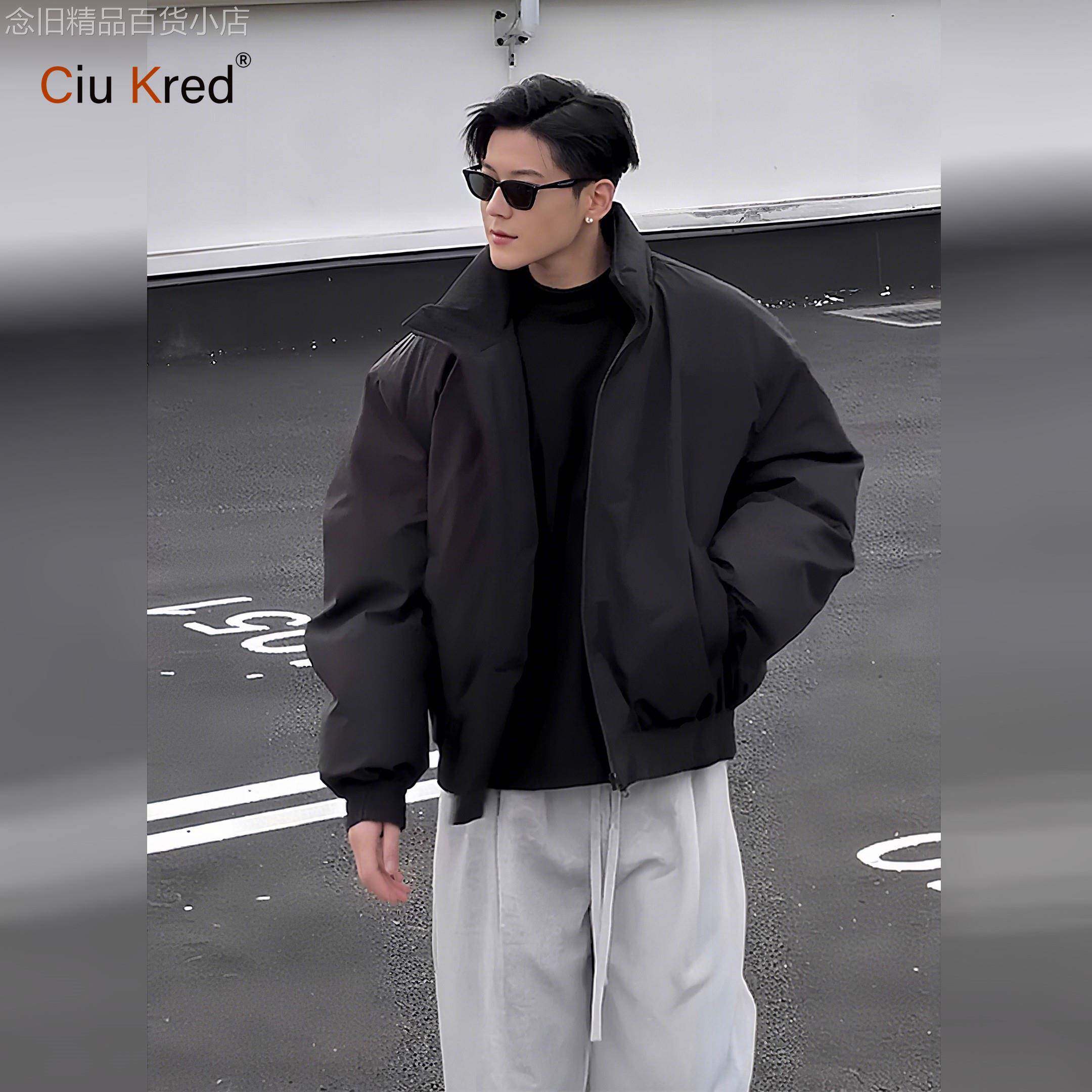 潮牌黑色羽绒外套男士2026新款冬季短款飞行员棒球棉服男款冬装外