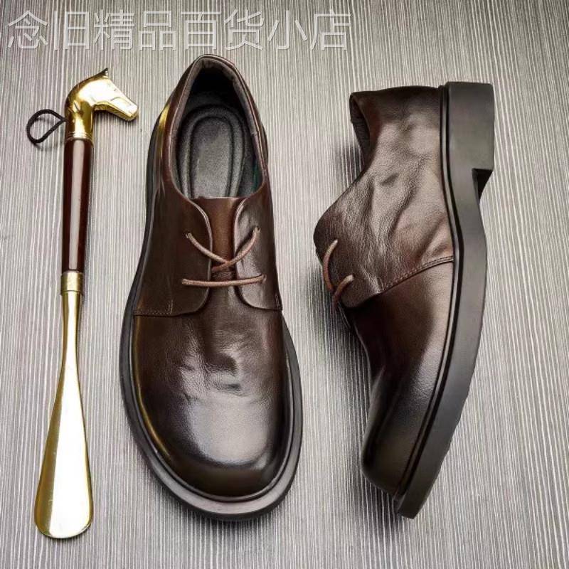 潮牌男士真皮高档韩版英伦皮鞋春秋季2026年新款商务软底休闲潮鞋