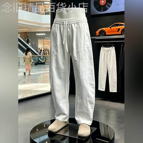潮牌老钱风棉麻速干弯刀裤子男士夏季2026新款透气垂感阔腿直筒裤
