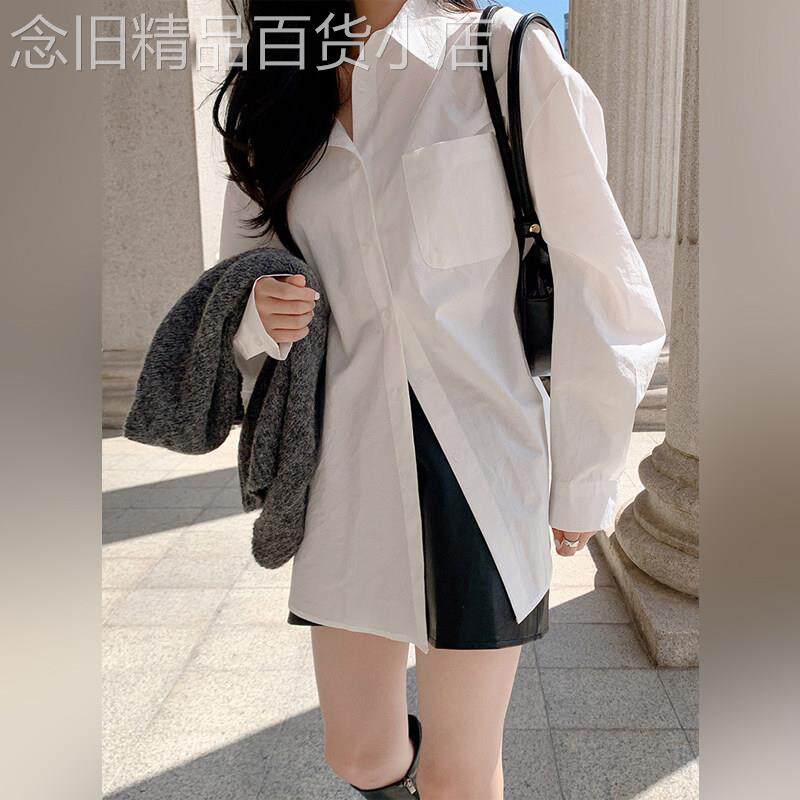 潮牌衬衫女中长款宽松慵懒风春秋季新款2026韩版休闲通勤长袖衬衣