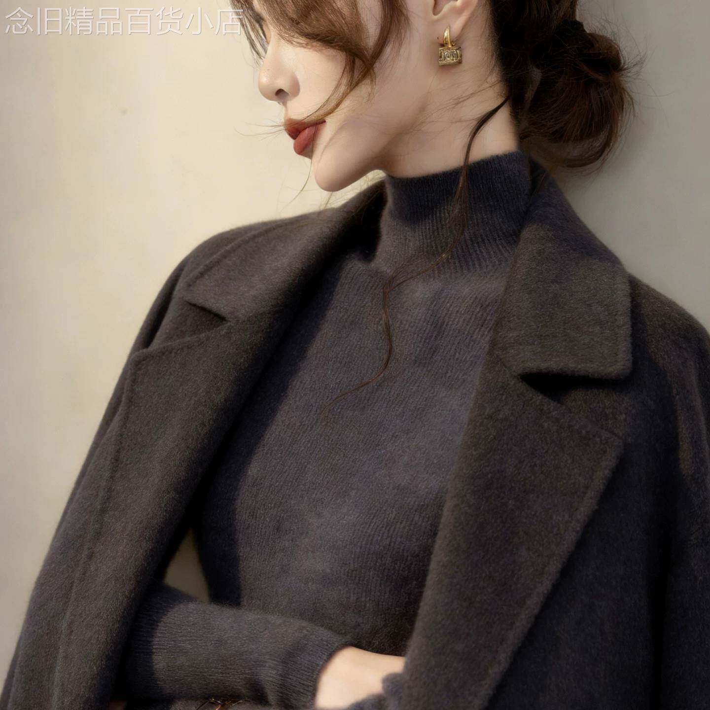半高领打底衫女春秋2026新款修身显瘦高智感内搭针织毛衣长袖上衣