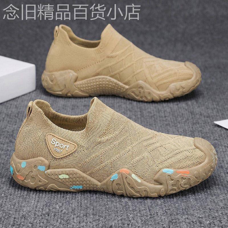 潮牌夏季透气薄款飞织袜子鞋男运动休闲布鞋新款2026百搭时尚板鞋