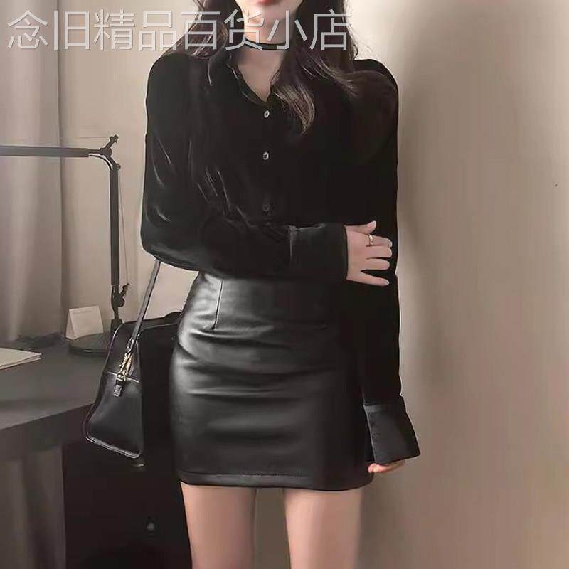 黑色包臀pu小皮裙女夏季新款小个子职业ol超短半身裙性感紧身短裙