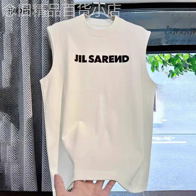高端潮流无袖背心男夏季美式高街字母印花宽松小领口运动健身T恤