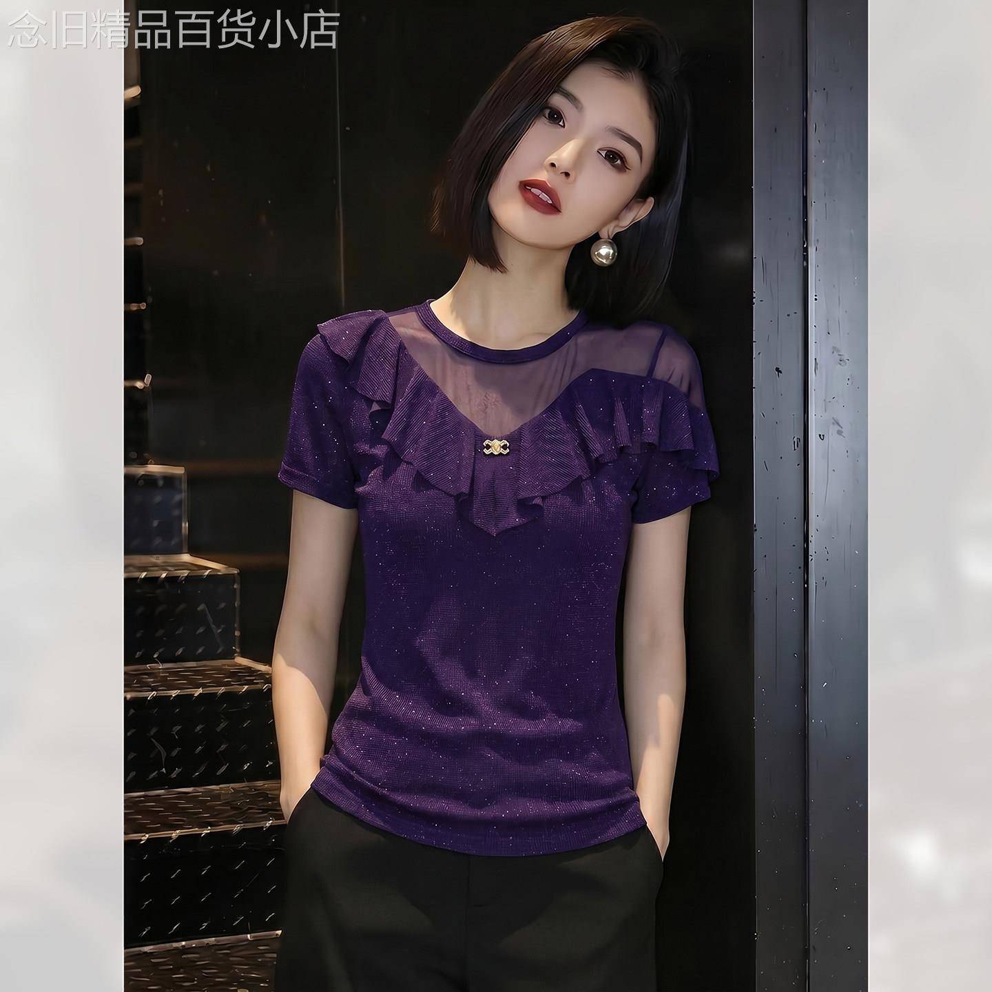 薄款独特荷叶边复古短袖T恤女装夏季2026年新款小衫上衣减龄小众