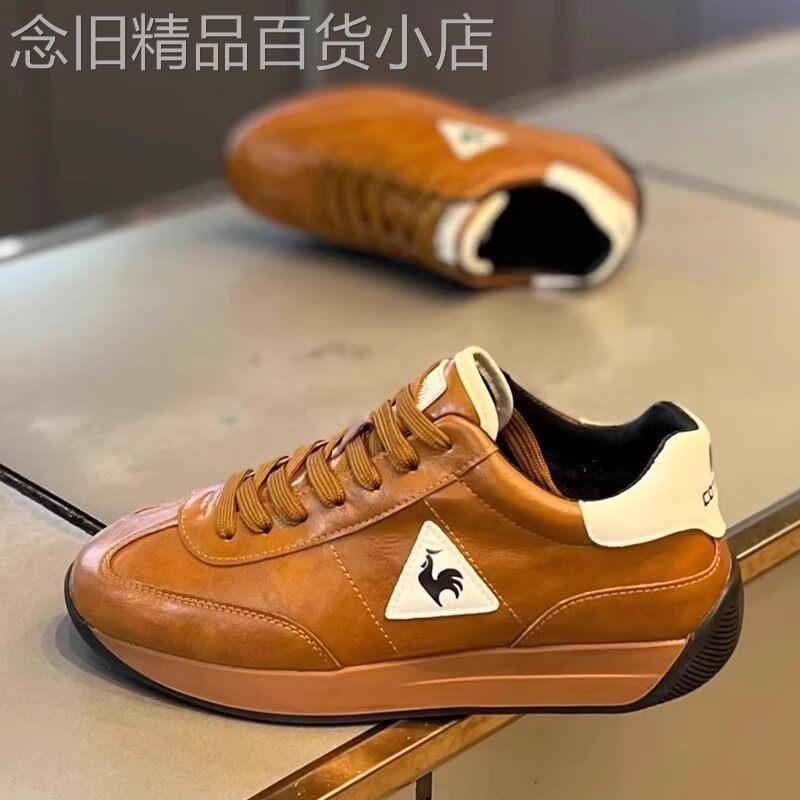 男鞋春季2025新款真皮软底公鸡运动休闲鞋男士厚底百搭增高阿甘鞋