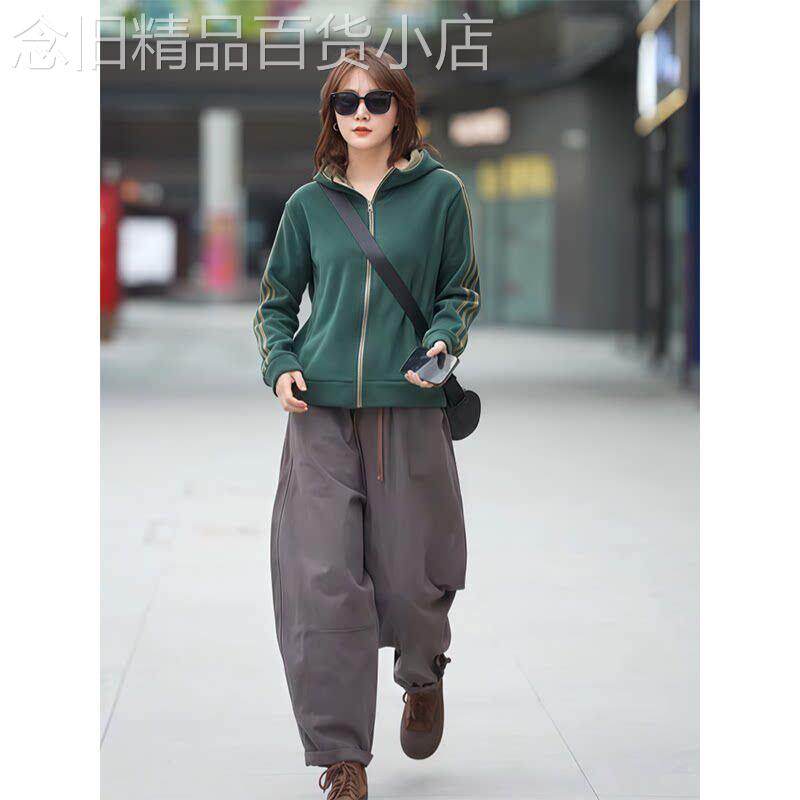 套装女2026新款秋冬休闲时尚套装加绒开衫外套女百搭休闲裤两件套