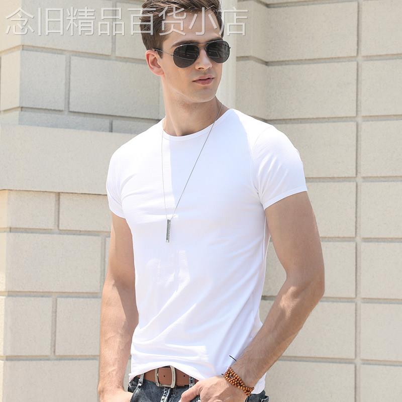 夏季纯棉修身男士短袖T恤纯色男装基础福斯款圆领内搭衣简约大尺