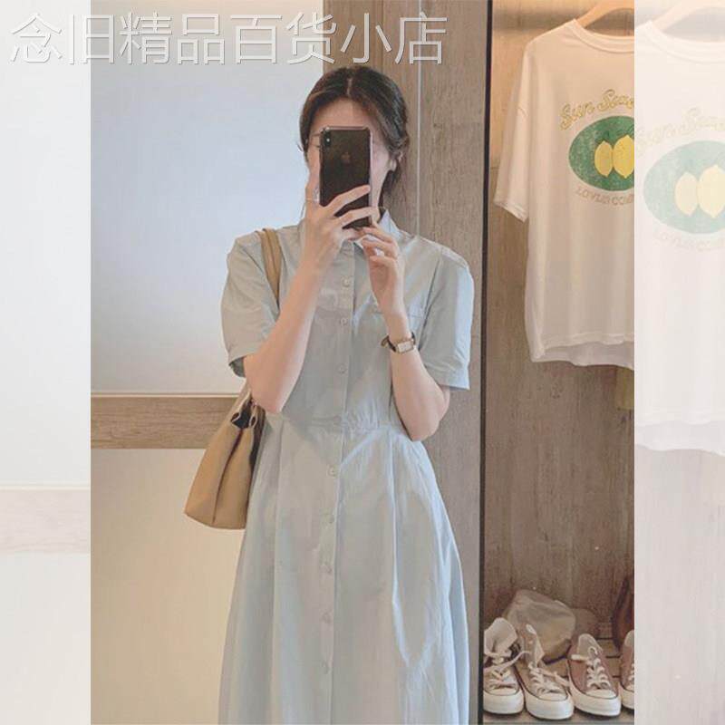 职业通勤短袖衬衫连衣裙女夏季高级感气质超好看高端精致长款裙子